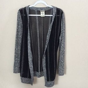 Vocal Black & Grey Knit Cardigan Size Large